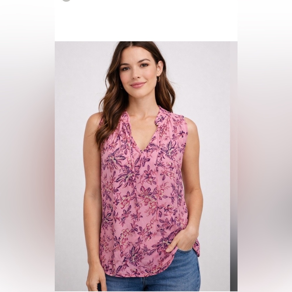 LOFT Pink Floral Sleeveless Blouse